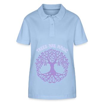 Baum-Illustration, Spruch, Lebensbaum - Stanley/Stella Frauen Bio-Poloshirt ELLISER - sky Blue - Vorne - Luana (180cm)
