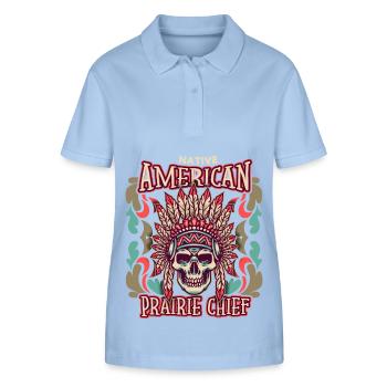 Totenkopf Schädel Amerika Indianer lustiger Spruch - Stanley/Stella Frauen Bio-Poloshirt ELLISER - sky Blue - Vorne - Luana (180cm)