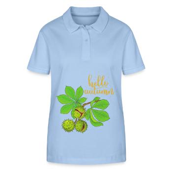 Hello-Autumn Herbst-Saison Rosskastanie Kastanie - Stanley/Stella Frauen Bio-Poloshirt ELLISER - sky Blue - Vorne - Luana (180cm)