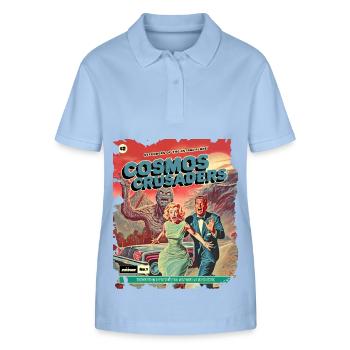 Comic, Comicstrip, 50er Jahre, Crazy Monster - Stanley/Stella Frauen Bio-Poloshirt ELLISER - sky Blue - Vorne - Luana (180cm)