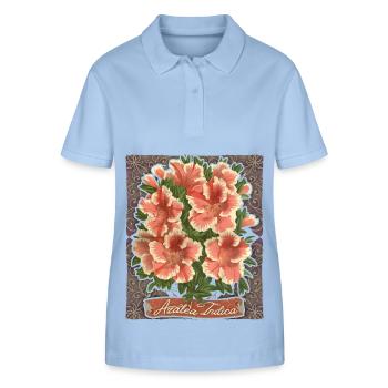 Azalée, Azalée Indica, fleurs botaniques Vintage - Polo bio ELLISER Stanley/Stella Femme - bleu ciel - Devant - Luana (180cm)