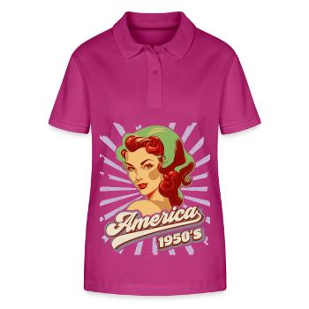 Pin-up, America, USA, Rock'n'Roll, 1950s - Stanley/Stella Women’s Organic Polo Shirt ELLISER - orchid Flower - Front - Luana (180cm)