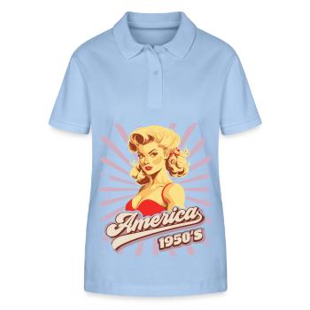 Pinup, 1950s, America, USA, Rock and Roll - Stanley/Stella Women’s Organic Polo Shirt ELLISER - sky blue - Front - Luana (180cm)