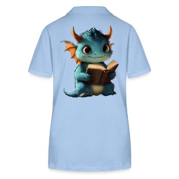 Cute Blue Dragon – Magic for Book Fans - Stanley/Stella Women’s Organic Polo Shirt ELLISER - sky blue - Back - Luana (180cm)