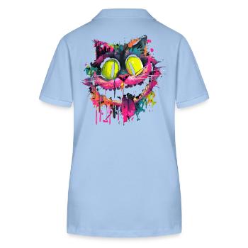 Bunte Psychedelische Grinsekatze Street Art Style - Stanley/Stella Frauen Bio-Poloshirt ELLISER - sky Blue - Hinten - Luana (180cm)