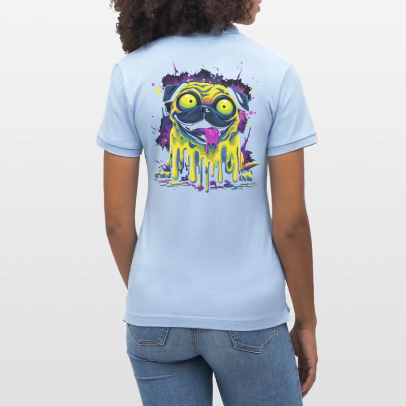 Trippy Psychedelischer Mops Bunter Graffiti Style Stanley/Stella Frauen Bio-Poloshirt ELLISER
