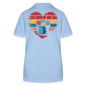 Retro Vintage Knitting Crochet Yarn Lovers Gifts - Stanley/Stella Women’s Organic Polo Shirt ELLISER - sky blue - Back - Luana (180cm)