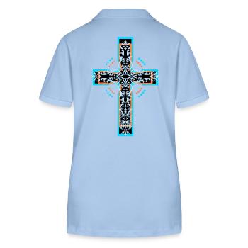 Croix Croix Jésus Eglise Dieu Le Pape Crucifix - Polo bio ELLISER Stanley/Stella Femme - bleu ciel - Dos - Luana (180cm)
