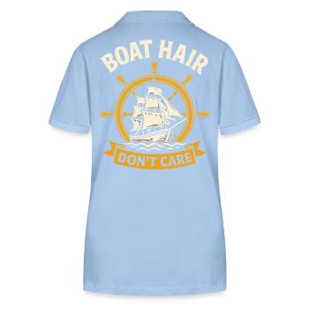 Boot Haar Don't Care Lustiger Spruch - Stanley/Stella Frauen Bio-Poloshirt ELLISER - sky Blue - Hinten - Luana (180cm)