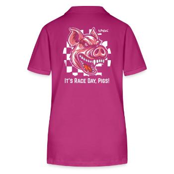 Immer bereit für Rennen, Zielflaggen Schwein - Stanley/Stella Frauen Bio-Poloshirt ELLISER - Orchidee - Hinten - Luana (180cm)