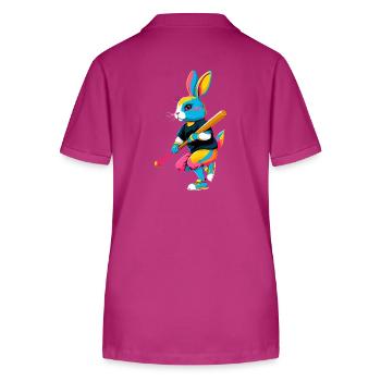 Lapin de Pâques joueur de baseball dans le style streetwear - Polo bio ELLISER Stanley/Stella Femme - mauve orchidée - Dos - Luana (180cm)