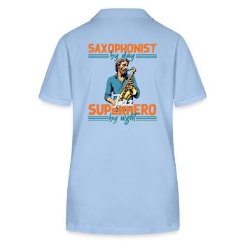 Lustiges Saxophon Design Jazz Musik Liebhaber - Stanley/Stella Frauen Bio-Poloshirt ELLISER - sky Blue - Hinten - Luana (180cm)