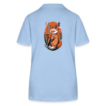 Kitsune Samurai Fuchs Vintage Ukiyo-e Stil - Stanley/Stella Frauen Bio-Poloshirt ELLISER - sky Blue - Hinten - Luana (180cm)