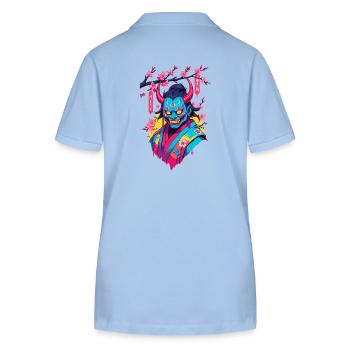Oni Samouraï Vaporwave Esthétique Japon Culture - Polo bio ELLISER Stanley/Stella Femme - bleu ciel - Dos - Luana (180cm)