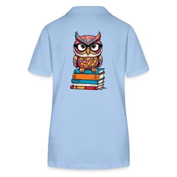Bücher Eule Für Eulen Liebhaber Und Leseratte - Stanley/Stella Frauen Bio-Poloshirt ELLISER - sky Blue - Hinten - Luana (180cm)