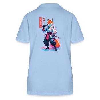Kitsune Samurai Fox Esthétique Style Vaporwave - Polo bio ELLISER Stanley/Stella Femme - bleu ciel - Dos - Luana (180cm)