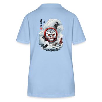 Japanischer Daruma Aesthetic Yokai Streetwear - Stanley/Stella Frauen Bio-Poloshirt ELLISER - sky Blue - Hinten - Luana (180cm)