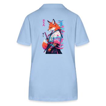 Kitsune Samurai Fox Esthétique Style Vaporwave - Polo bio ELLISER Stanley/Stella Femme - bleu ciel - Dos - Luana (180cm)