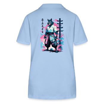 Tanuki Yokai Vaporwave Aesthetic Samurai Art - Stanley/Stella Women’s Organic Polo Shirt ELLISER - sky blue - Back - Luana (180cm)