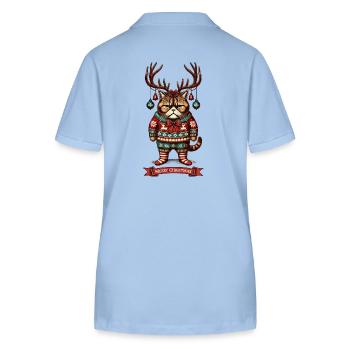 Grumpy Christmas Cat Funny Christmas - Stanley/Stella Women’s Organic Polo Shirt ELLISER - sky blue - Back - Luana (180cm)