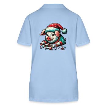 Cochon de Noël gourmand - Polo bio ELLISER Stanley/Stella Femme - bleu ciel - Dos - Luana (180cm)