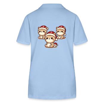 Chats mignons avec des chapeaux de Noël - Polo bio ELLISER Stanley/Stella Femme - bleu ciel - Dos - Luana (180cm)