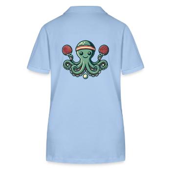 Lustiger Tischtennis Oktopus Cartoon Für Sportfans - Stanley/Stella Frauen Bio-Poloshirt ELLISER - sky Blue - Hinten - Luana (180cm)