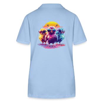 Trendy city moments with chicks, fun, elegant fashion - Stanley/Stella Women’s Organic Polo Shirt ELLISER - sky blue - Back - Luana (180cm)