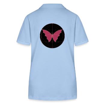 Géométrie sacrée papillon - Polo bio ELLISER Stanley/Stella Femme - bleu ciel - Dos - Luana (180cm)