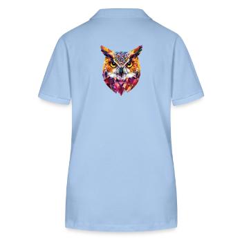 Low Poly Eule – modernes Design für Schlaue - Stanley/Stella Frauen Bio-Poloshirt ELLISER - sky Blue - Hinten - Luana (180cm)