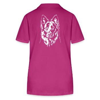 Deutscher Schwarzer Schäferhund Portrait Wilsigns - Stanley/Stella Frauen Bio-Poloshirt ELLISER - Orchidee - Hinten - Luana (180cm)