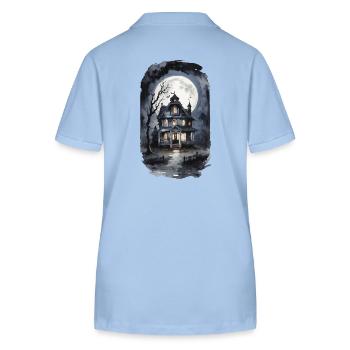 Creepy Geisterhaus Halloween Vintage Grusel - Stanley/Stella Frauen Bio-Poloshirt ELLISER - sky Blue - Hinten - Luana (180cm)