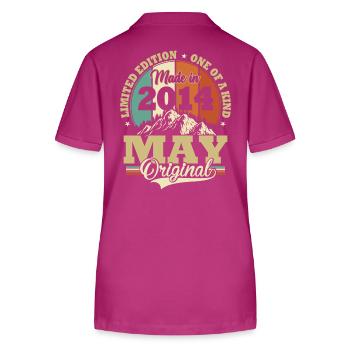 Millésime Mai 2014 Vintage Cadeau Anniversaire - Polo bio ELLISER Stanley/Stella Femme - mauve orchidée - Dos - Luana (180cm)