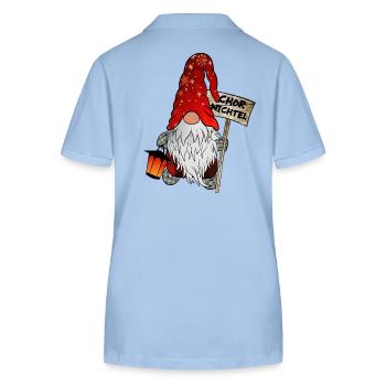 Choir Gnomes – Le Gnome de Noël musical - Polo bio ELLISER Stanley/Stella Femme - bleu ciel - Dos - Luana (180cm)
