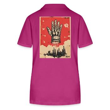 Die Hand im Propaganda Stil - Stanley/Stella Frauen Bio-Poloshirt ELLISER - Orchidee - Hinten - Luana (180cm)