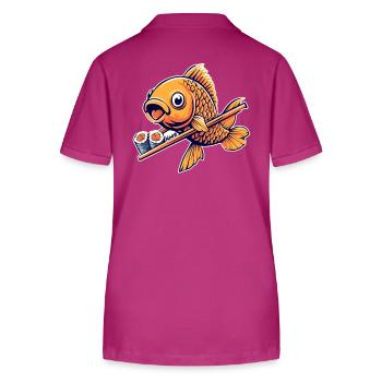 Sushi drôle de poisson rouge – Japan Food Art - Polo bio ELLISER Stanley/Stella Femme - mauve orchidée - Dos - Luana (180cm)