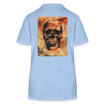 Gruseliger Totenkopf mit Raben - Stanley/Stella Frauen Bio-Poloshirt ELLISER - sky Blue - Hinten - Luana (180cm)