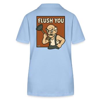 Angry Grandpa with Pawn Comic Motif - Stanley/Stella Women’s Organic Polo Shirt ELLISER - sky blue - Back - Luana (180cm)