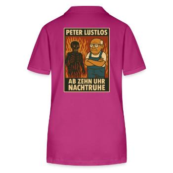 Peter Lustlos sorgt ab zehn für Nachtruhe - Stanley/Stella Frauen Bio-Poloshirt ELLISER - Orchidee - Hinten - Luana (180cm)