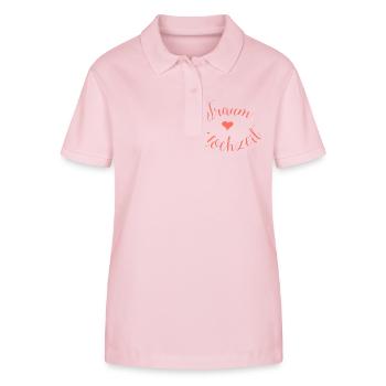 Lettrage de mariage de rêve avec des coeurs en rouge corail - Polo bio ELLISER Stanley/Stella Femme - rose pâle - Devant - Luana (180cm)