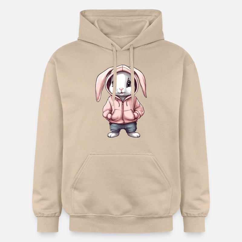 Lapin mignon avec pull hoddie - Sweat à capuche Softstyle® Gildan Unisexe - jaune sable