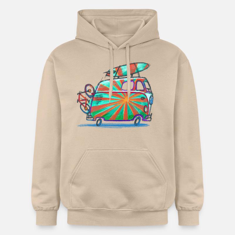 Volkswagen T1 Camper dibujado - Sudadera con capucha unisex de peso medio Softstyle® de Gildan - arena