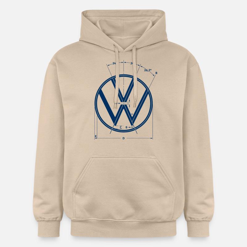 Logotipo de Volkswagen VW como gráfico de construcción en blanco - Sudadera con capucha unisex de peso medio Softstyle® de Gildan - arena