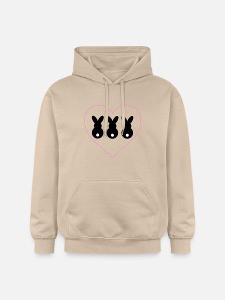 3er Hase in Herz - Gildan Unisex Softstyle® Midweight Hoodie - Sand
