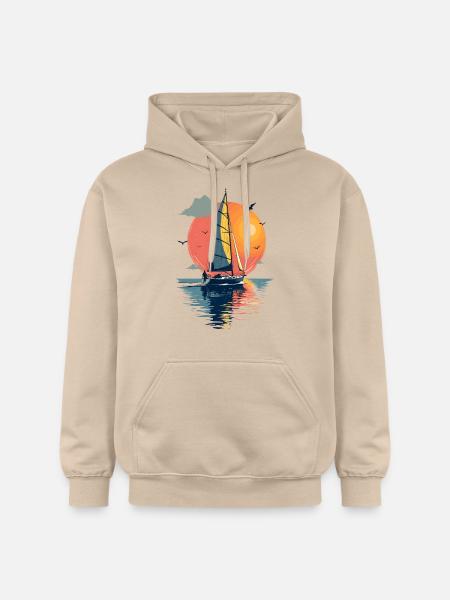 Sailboat before sunset - Gildan Unisex Softstyle® Midweight Hoodie - sand