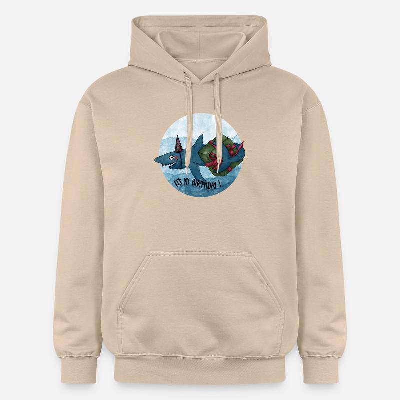 Requin d’anniversaire avec cadeau - Sweat à capuche Softstyle® Gildan Unisexe - jaune sable