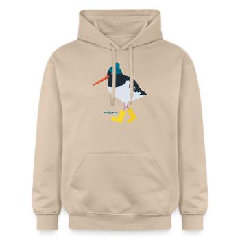 Austernfischer mit Gummistiefeln moin - Gildan Unisex Softstyle® Midweight Hoodie - Sand - Vorne - Liana (172cm) & Jaron (178cm)