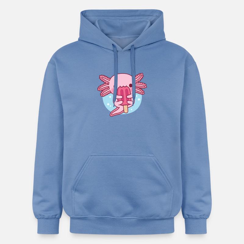 Mignon Axolotl mangeant de la glace - Sweat à capuche Softstyle® Gildan Unisexe - carolina blue