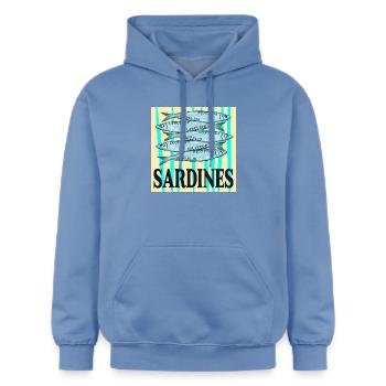SARDINES POISSON EN CONSERVE - Sweat à capuche Softstyle® Gildan Unisexe - carolina blue - Devant - Liana (172cm) & Jaron (178cm)