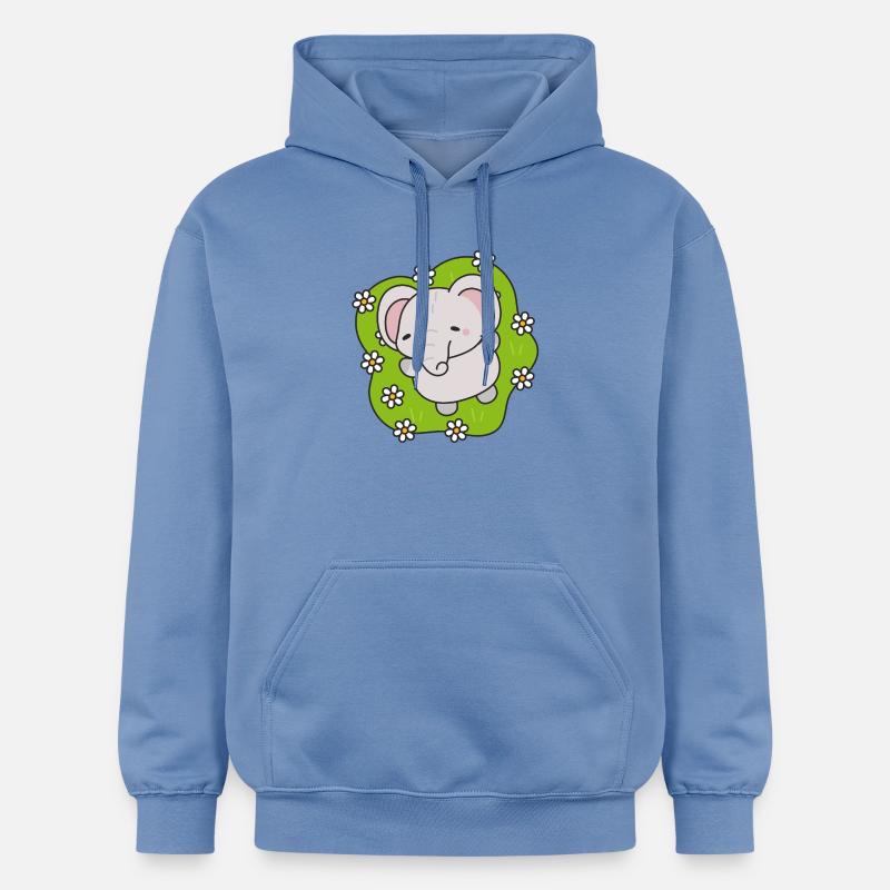 Éléphant Mignon aux Fleurs - Sweat à capuche Softstyle® Gildan Unisexe - carolina blue